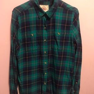 Blue plaid cotton flannel